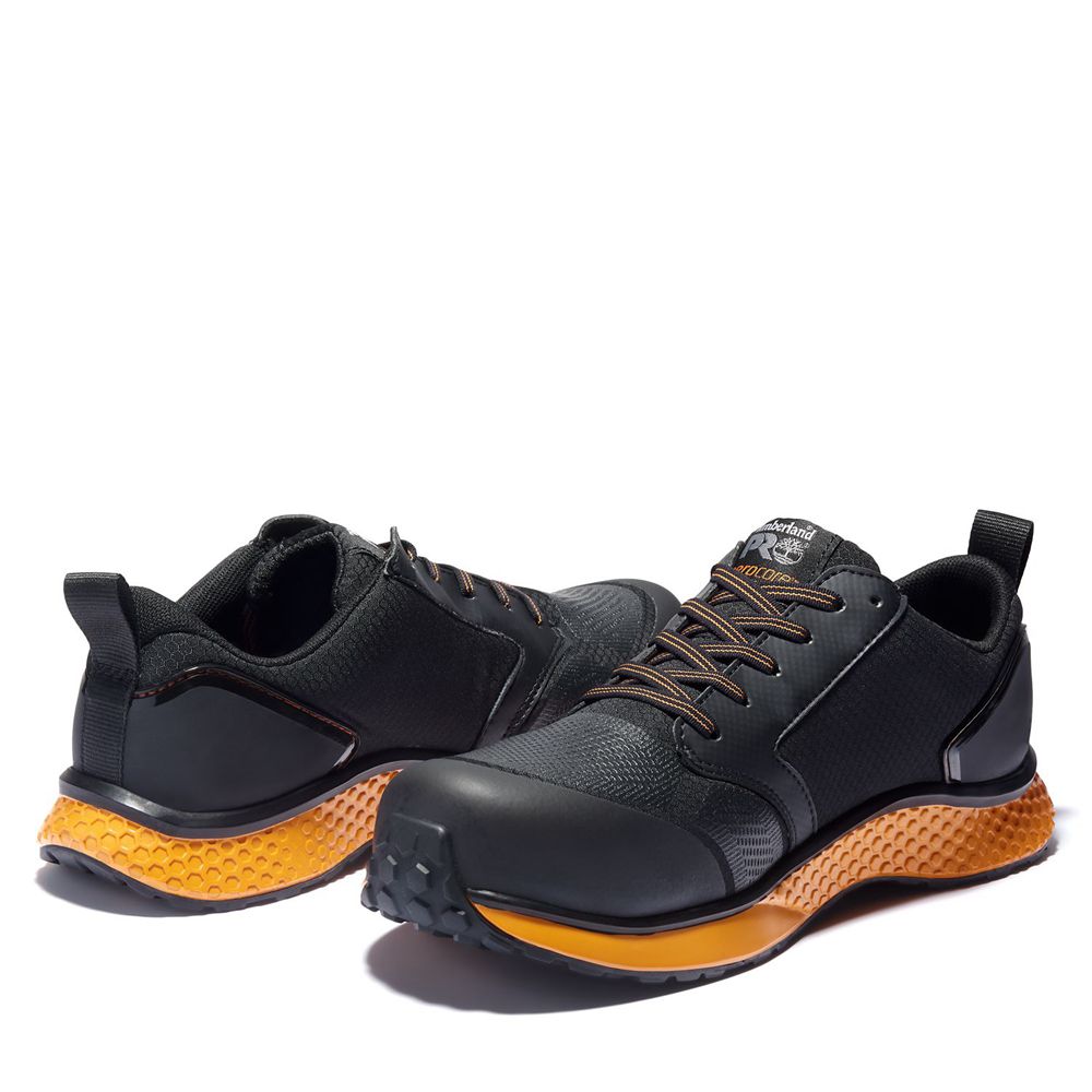 Zapatos de Trabajo Timberland Argentina Mujer - Pro® Reaxion Comp Toe - Negras/Naranjas - CGAHJK-425